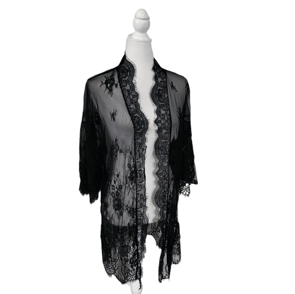 Avidlove Other - Avidlove Black Lace Kimono Large Short Sleeve